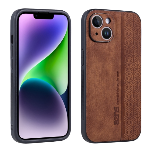 

For iPhone 14 Plus AZNS 3D Embossed Skin Feel Phone Case(Brown)