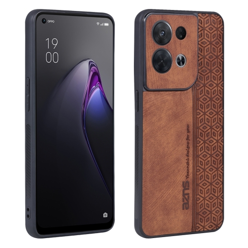 For OPPO Reno8 Pro AZNS 3D Embossed Skin Feel Phone Case(Brown)