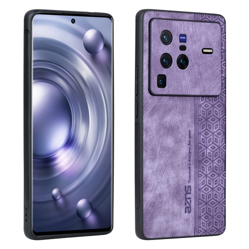 

For vivo X80 Pro AZNS 3D Embossed Skin Feel Phone Case(Purple)