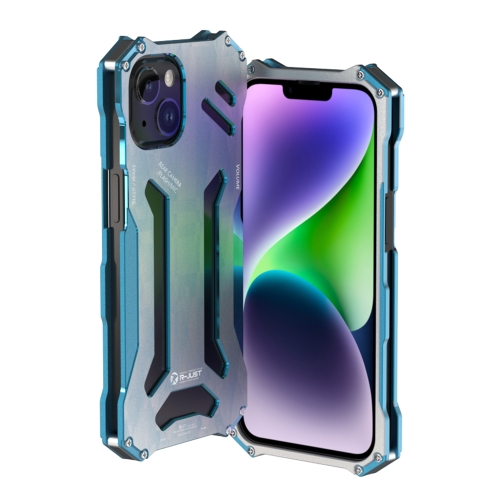

For iPhone 14 R-JUST RJ17 Shockproof Armor Metal Phone Case(Blue)