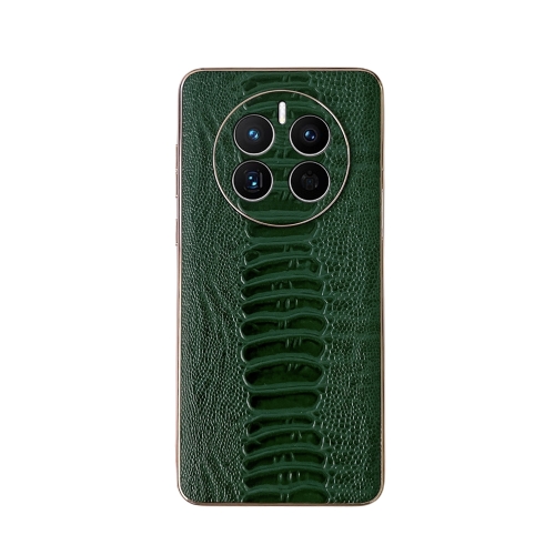 

For Huawei Mate 50 Genuine Leather Weilai Series Nano Plating Phone Case(Green)