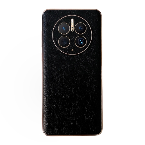 

For Huawei Mate 50 Pro Genuine Leather Ostrich Texture Nano Plating Phone Case(Black)