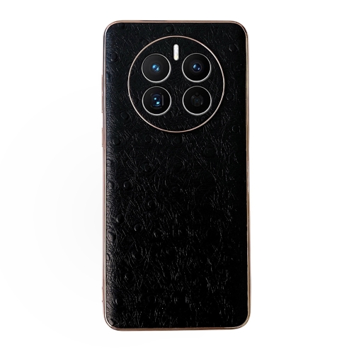 

For Huawei Mate 50 Genuine Leather Ostrich Texture Nano Plating Phone Case(Black)