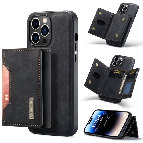 

For iPhone 14 Pro Max DG.MING M2 Series 3-Fold Card Bag Leather Case(Black)