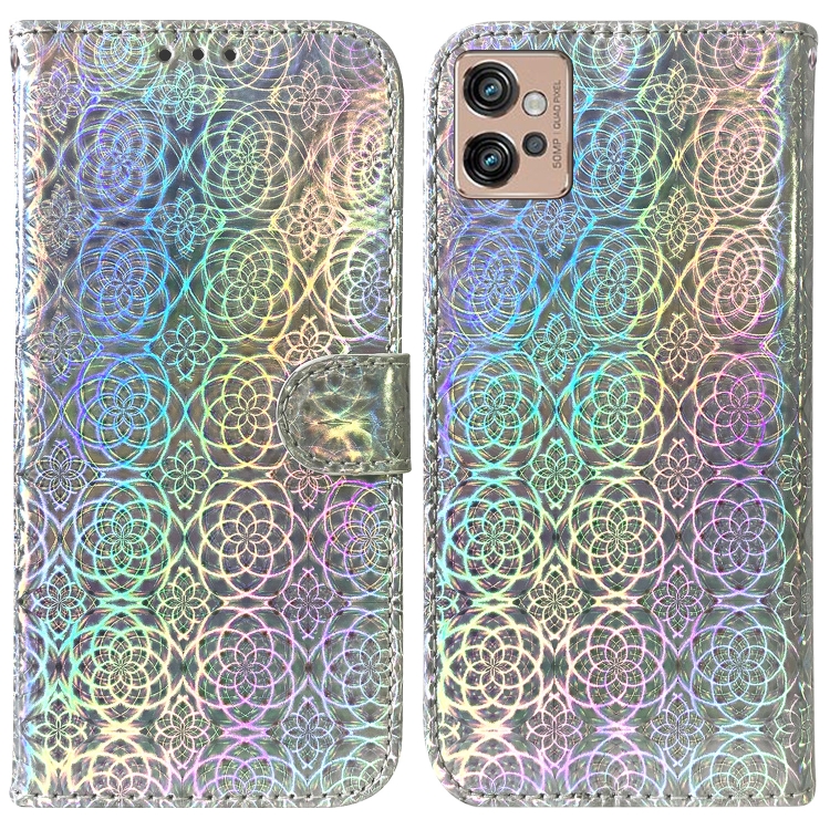 

For Motorola Moto G32 Colorful Magnetic Buckle Leather Phone Case(Silver)