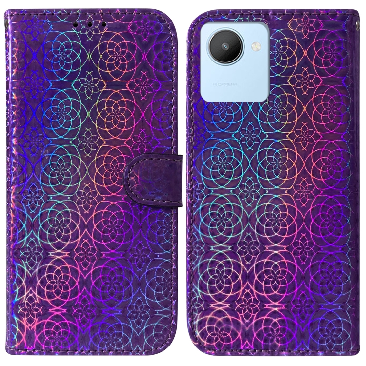 

For Realme C30 Colorful Magnetic Buckle Leather Phone Case(Purple)