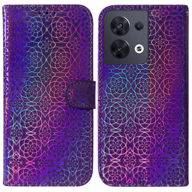 

For OPPO Reno8 Colorful Magnetic Buckle Leather Phone Case(Purple)