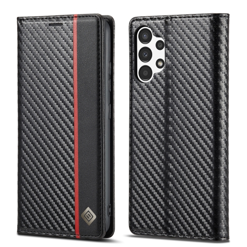 

For Samsung Galaxy A13 4G/5G/A04/A04s LC.IMEEKE Carbon Fiber Flip Leather Phone Case(Vertical Black)