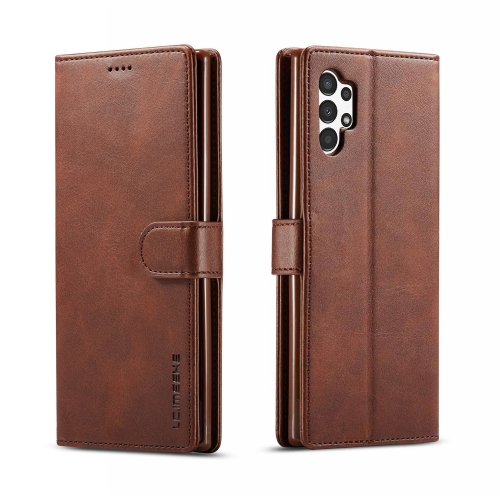 

For Samsung Galaxy A13 4G/5G/A04/A04s LC.IMEEKE Calf Texture Leather Phone Case(Brown)