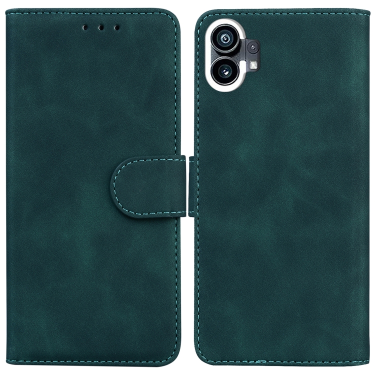 

For Nothing Phone 1 Skin Feel Pure Color Flip Leather Phone Case(Green)
