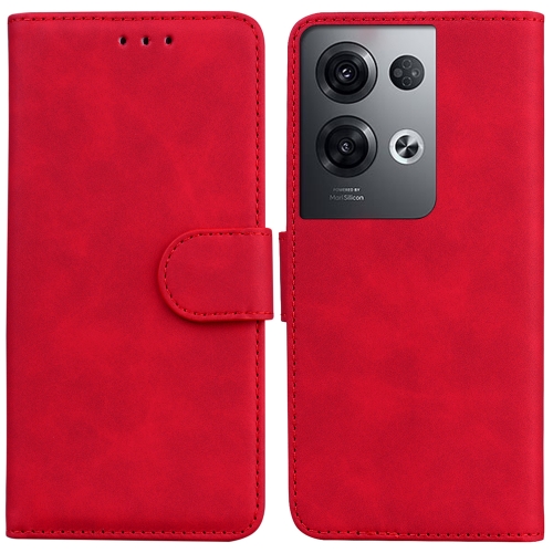 

For OPPO Reno8 Pro Skin Feel Pure Color Flip Leather Phone Case(Red)