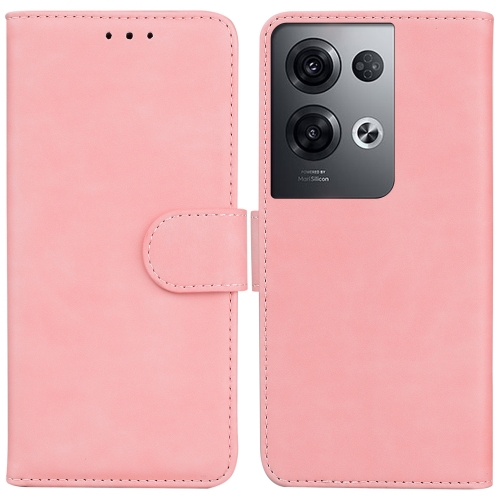 

For OPPO Reno8 Pro+ Skin Feel Pure Color Flip Leather Phone Case(Pink)