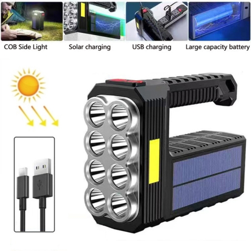 Solar Charging Super Bright Waterproof 8 LED Camping Flashlight Lamp