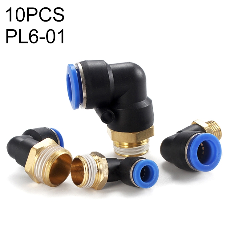 

PL6-01 LAIZE 10pcs Male Thread Elbow Pneumatic Quick Fitting Connector