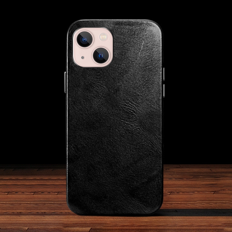 

For iPhone 14 ICARER Oil Wax Genuine Leather Back Magsafe Phone Case(Black)