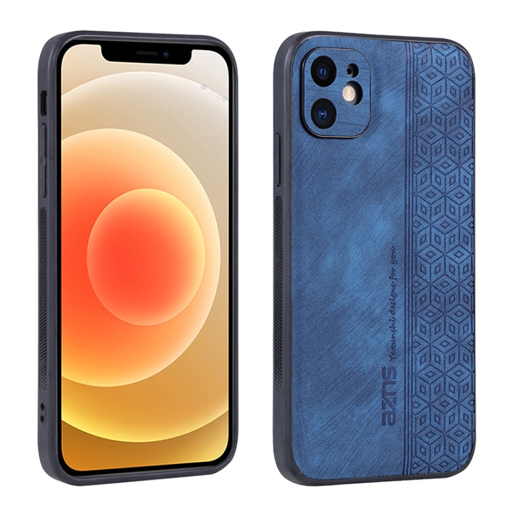 

For iPhone 12 AZNS 3D Embossed Skin Feel Phone Case(Sapphire Blue)