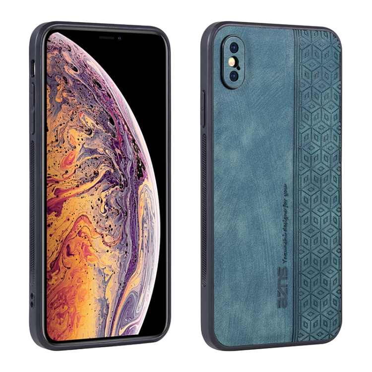 

For iPhone XS Max AZNS 3D Embossed Skin Feel Phone Case(Dark Green)