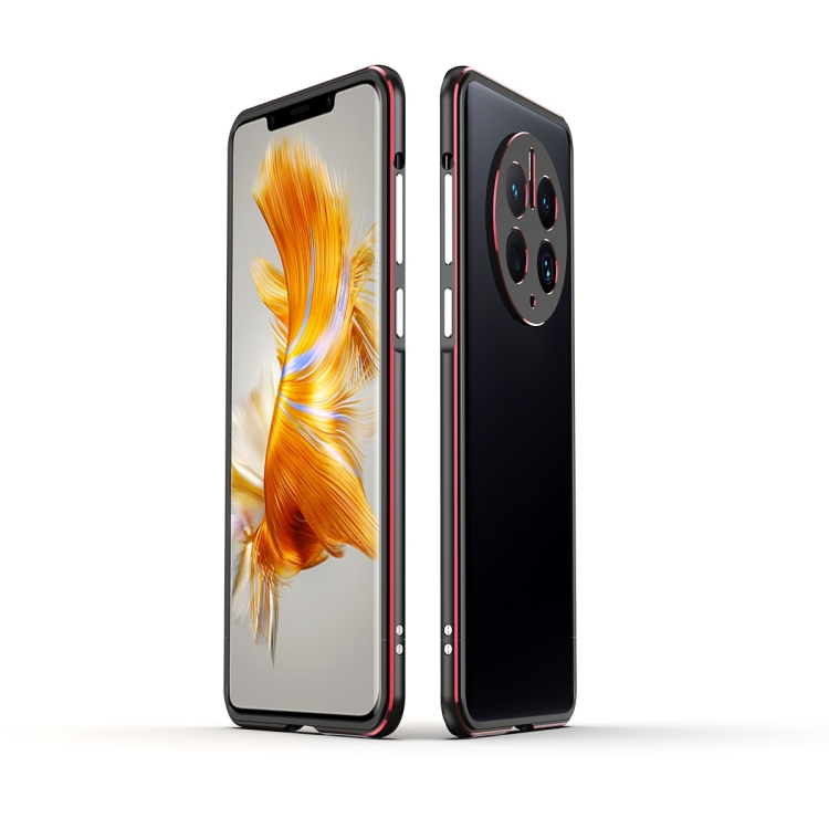 

For Huawei Mate 50 Pro LK Aurora Metal Phone Frame with Lens Cover(Black Red)