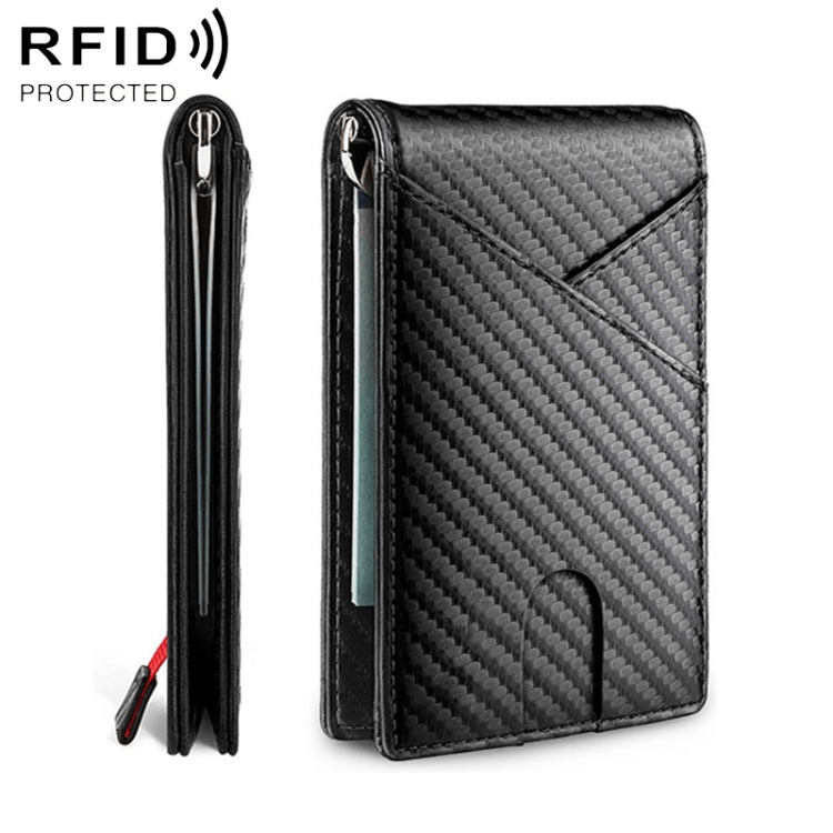 

W2108A1 RFID Carbon fiber Business Wallet For Men(Black)