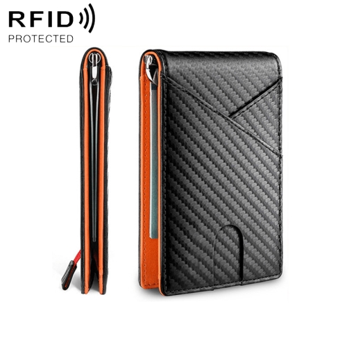 

W2108A1 RFID Carbon fiber Business Wallet For Men(Orange)