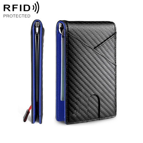 

W2108A1 RFID Carbon fiber Business Wallet For Men(Blue)