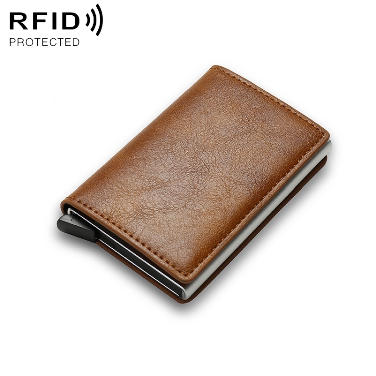 Cartera de fibra de carbono RFID C1804H1 para hombre (marrón)