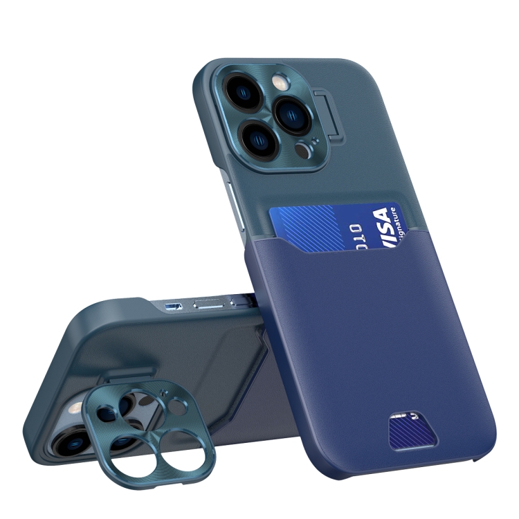

For iPhone 12 Pro Contrasting Colors Invisible Holder Phone Case(Sapphire Green)