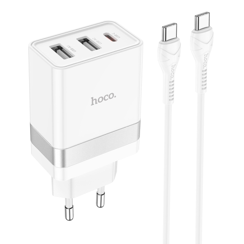 

hoco N21 Pro Tourer PD 30W Type-C to Type-C Three-port Fast Charger Set, Plug Type:EU Plug