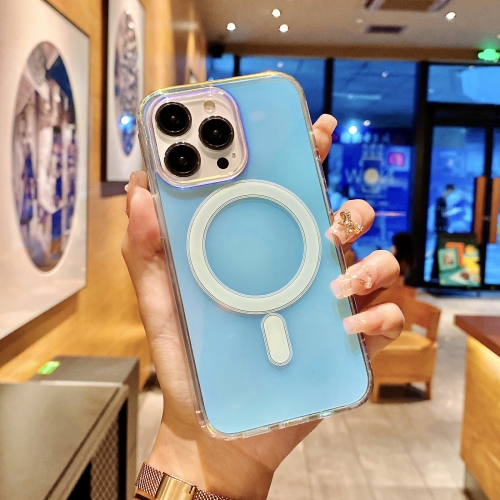 

For iPhone 13 MagSafe Magnetic Color Plated Phone Case(Blue)