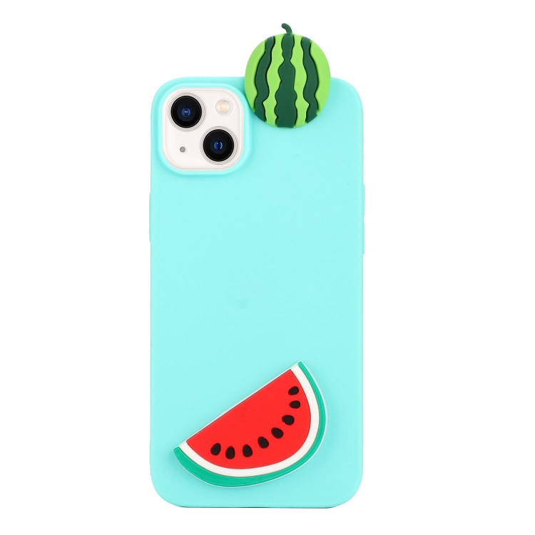 

For iPhone 14 Plus 3D Silicone Lying Cartoon TPU Phone Case(Watermelon)