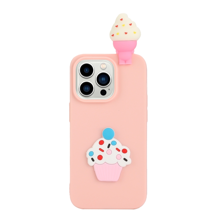 

For iPhone 14 Pro 3D Silicone Lying Cartoon TPU Phone Case(Ice Cream)