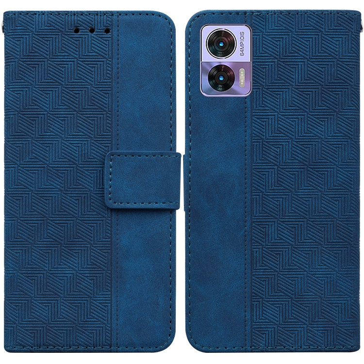

For Motorola Edge 30 Neo / Edge 30 Lite Geometric Embossed Flip Leather Phone Case(Blue)