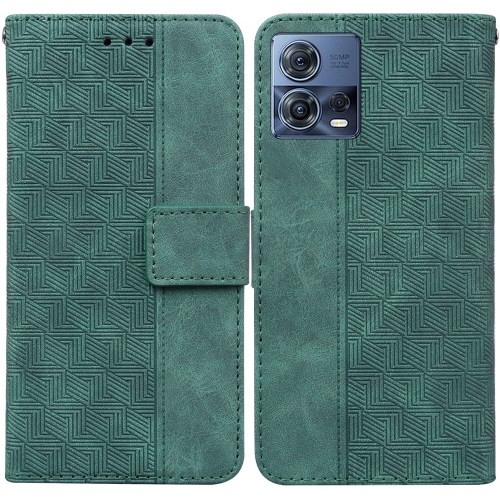 

For Motorola Moto S30 Pro 5G / Edge 30 Fusion Geometric Embossed Flip Leather Phone Case(Green)