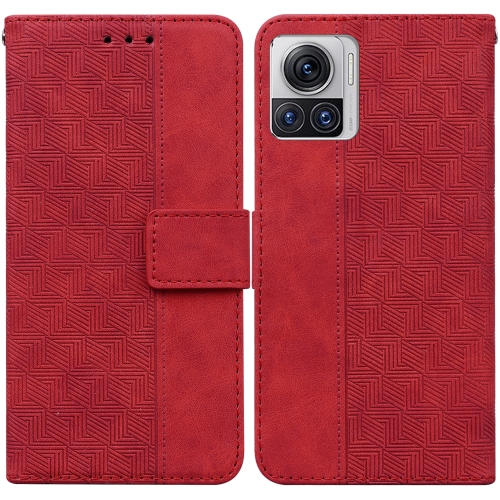 

For Motorola Moto X30 Pro 5G / Edge 30 Ultra Geometric Embossed Flip Leather Phone Case(Red)