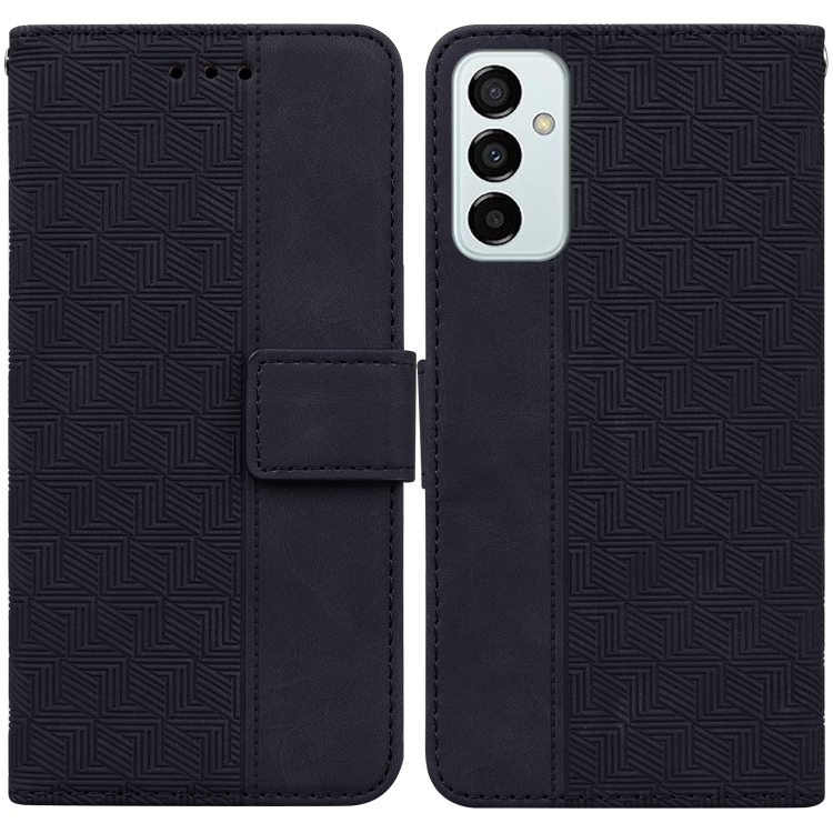 

For Samsung Galaxy M13 4G Geometric Embossed Flip Leather Phone Case(Black)
