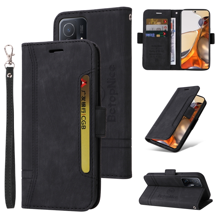 

For Xiaomi 11T / 11T Pro BETOPNICE Dual-side Buckle Leather Phone Case(Black)
