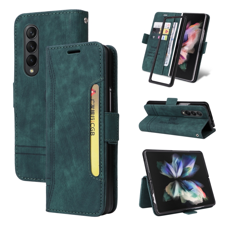 

For Samsung Galaxy Z Fold3 BETOPNICE Dual-side Buckle Leather Phone Case(Green)