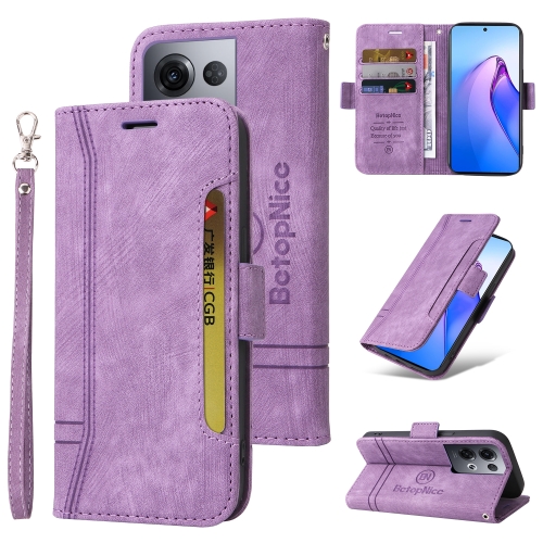 

For OPPO Reno8 Pro 5G Global / Reno8 Pro+ BETOPNICE Dual-side Buckle Leather Phone Case(Purple)