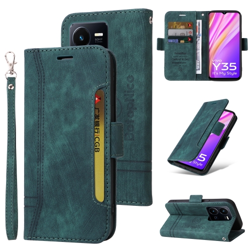 For vivo Y35 4G / Y22s / Y22 BETOPNICE Dual-side Buckle Leather Phone Case(Green)