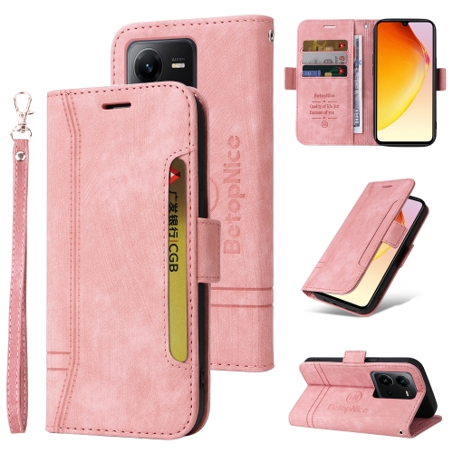 For vivo V25 / V25e 4G Global BETOPNICE Dual-side Buckle Leather Phone Case(Pink)