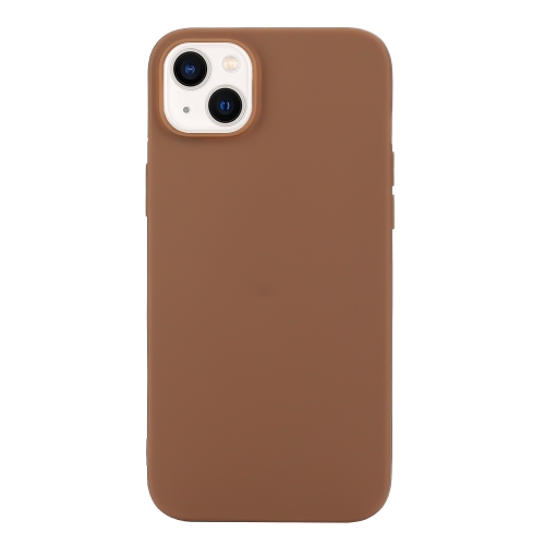 

For iPhone 14 Solid Color Frosted Silicone Phone Case(Coffee)