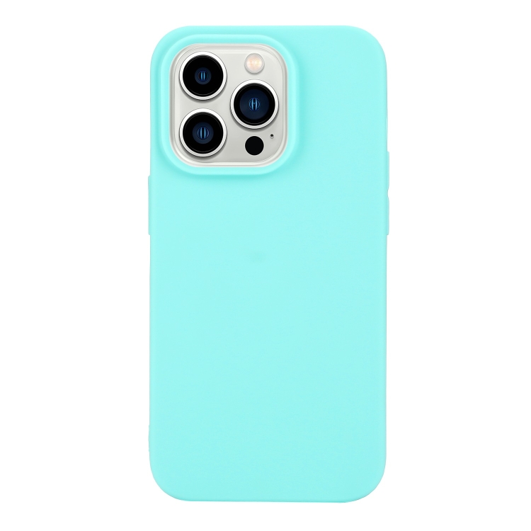 

For iPhone 14 Pro Solid Color Frosted Silicone Phone Case(Light Blue)