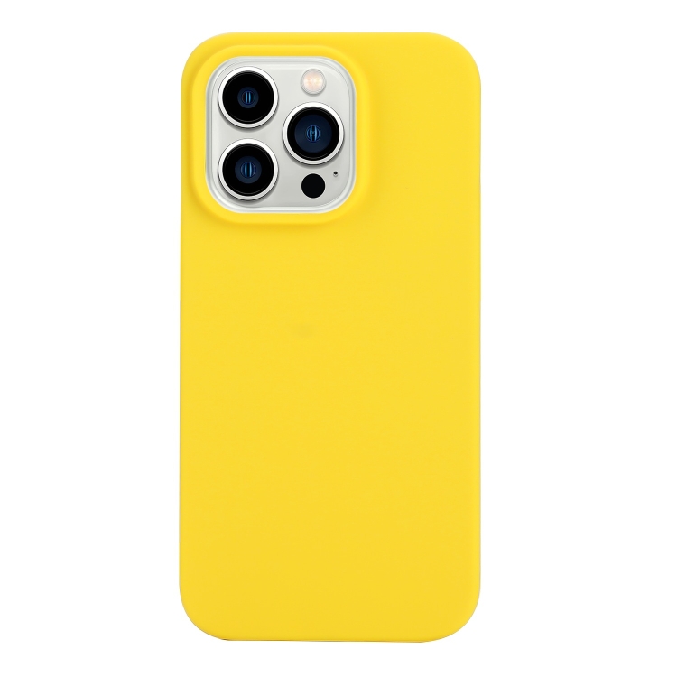 

For iPhone 14 Pro Solid Color Frosted Silicone Phone Case(Yellow)