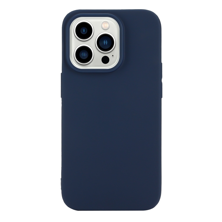 

For iPhone 14 Pro Max Solid Color Frosted Silicone Phone Case(Navy Blue)