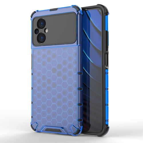 

For Xiaomi Poco M5 4G India Shockproof Honeycomb PC + TPU Phone Case(Blue)