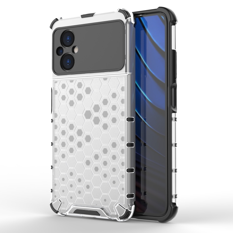

For Xiaomi Poco M5 4G India Shockproof Honeycomb PC + TPU Phone Case(White)