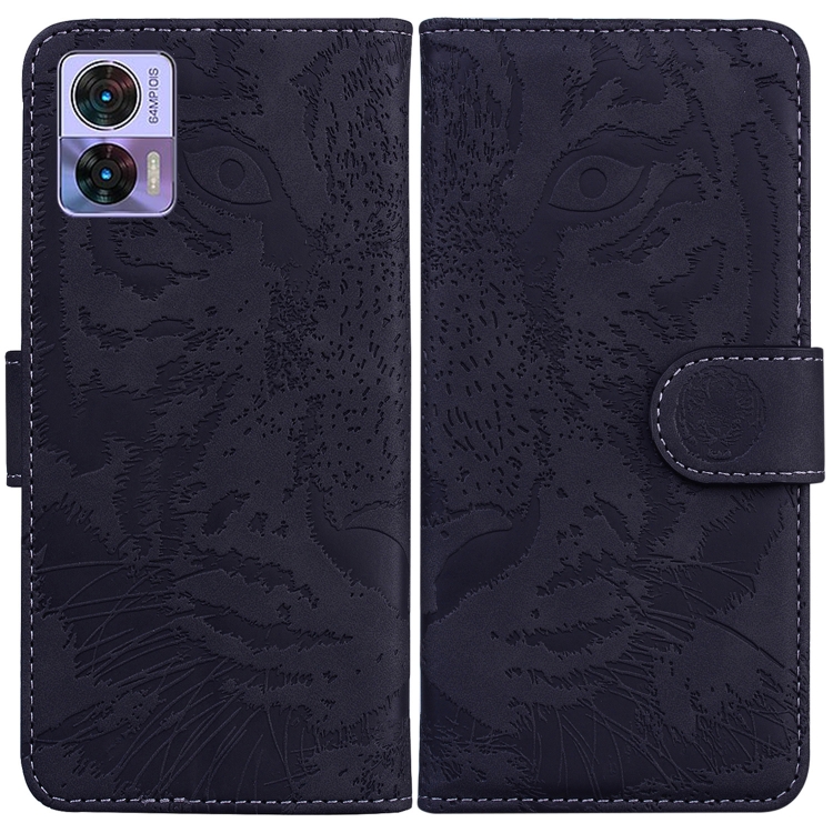 

For Motorola Edge 30 Neo / Edge 30 Lite Tiger Embossing Pattern Flip Leather Phone Case(Black)