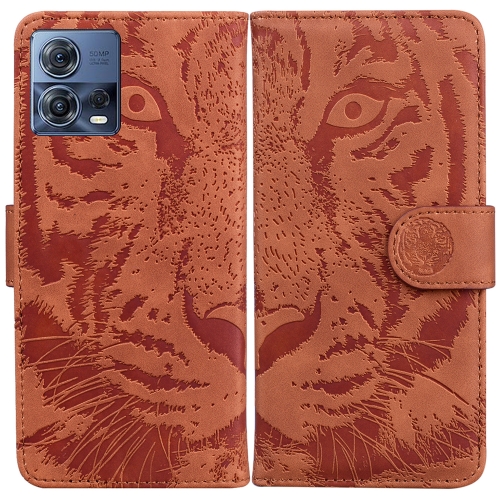 

For Motorola Moto S30 Pro 5G / Edge 30 Fusion Tiger Embossing Pattern Flip Leather Phone Case(Brown)