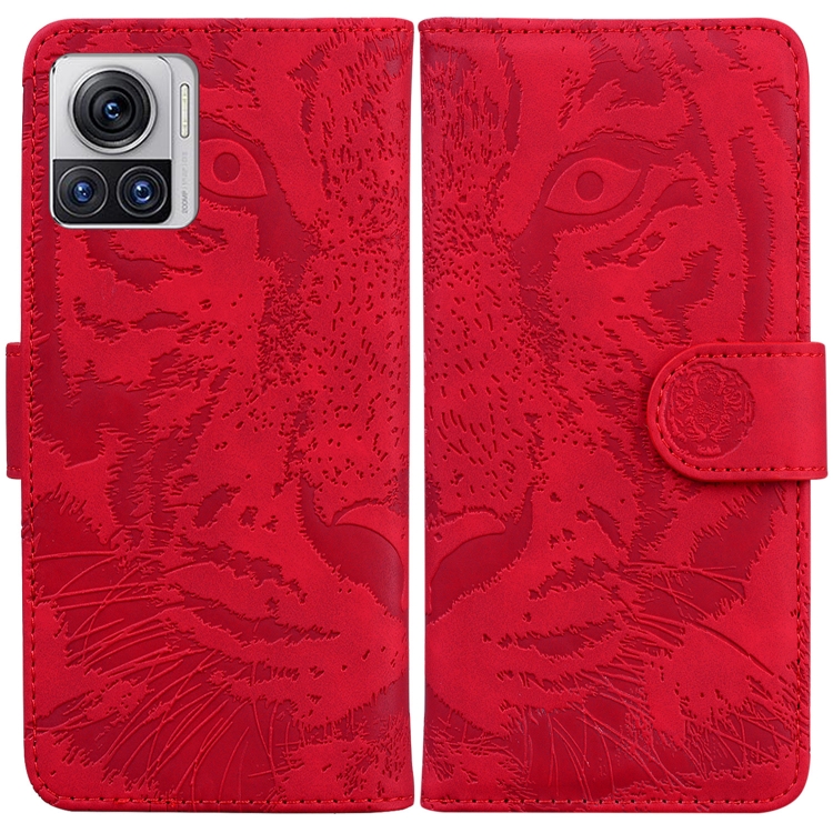 

For Motorola Moto X30 Pro 5G / Edge 30 Ultra Tiger Embossing Pattern Flip Leather Phone Case(Red)