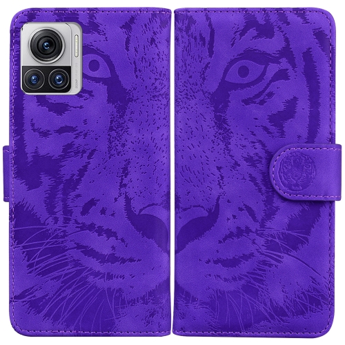 

For Motorola Moto X30 Pro 5G / Edge 30 Ultra Tiger Embossing Pattern Flip Leather Phone Case(Purple)